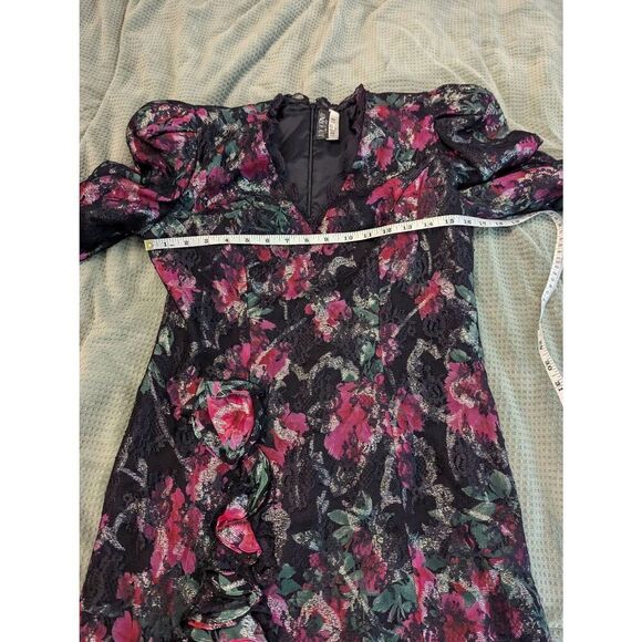 Vintage Judy Hornby Couture Women's Size m Black Pink Floral Lace Dress - Picture 8 of 8